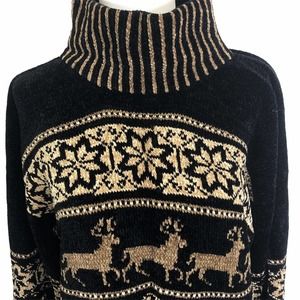 Vintage Milligan Santa Fe Chenille Sweater Nordic Snowflake Reindeer